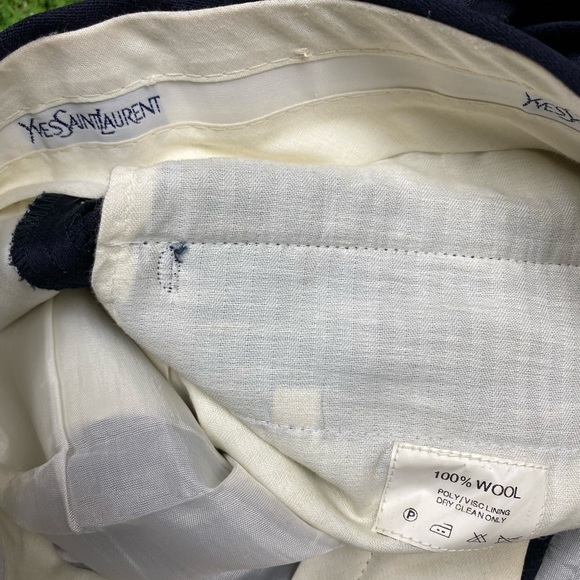 Vintage YSL Yves Saint Laurent 100% wool trousers in navy blue colour - Picture 13 of 14